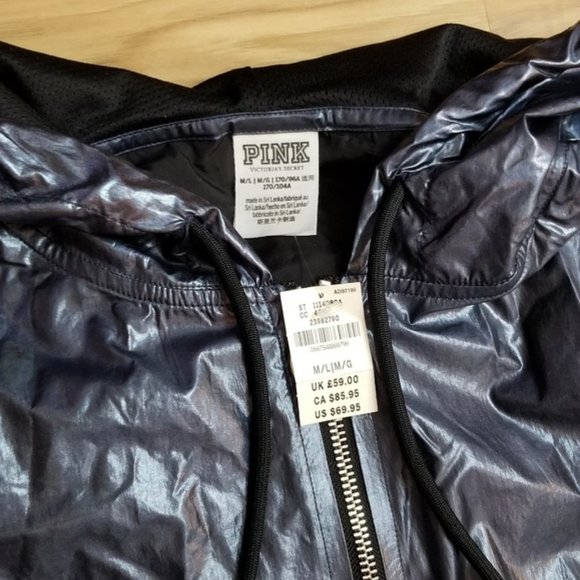 đź’ŽVictoria's Secret PINK Dark Blue Metallic Anorak - Picture 3 of 6